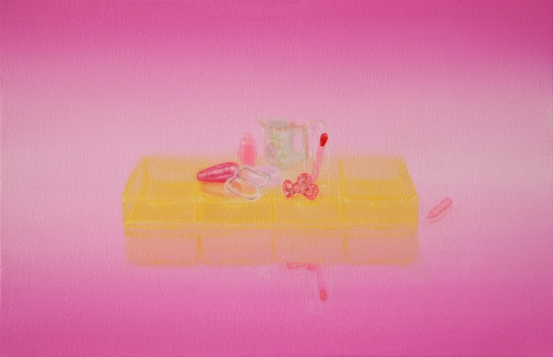 Emily Hartley-Skudder, Arrangement with Yellow (2013), oil on calico, 285x365mm $POA